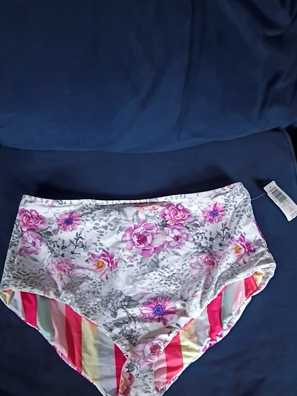 torrid High-Waist Floral & Stripe Swim Shorts - Pink/White